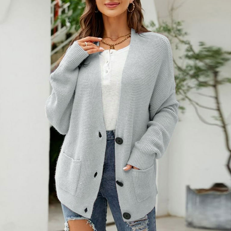 Mrat Women s Summer Cardigan Mid Length Slouchy Cardigans for Women Trendy Summer High Low Hem Draped Duster Loose Duster Cardigans Knitted Sweater Cardigan Women s Tunic Tops Gray S Walmart