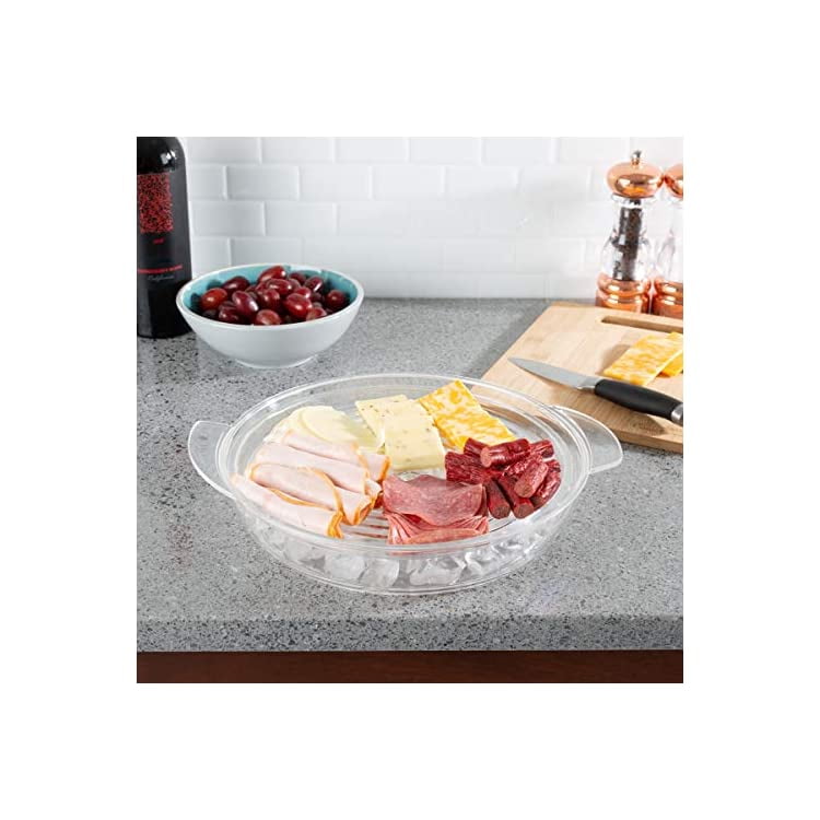 82KIT1086 Cold Serving Tray Platter with Ice Chamber, Lid and 3