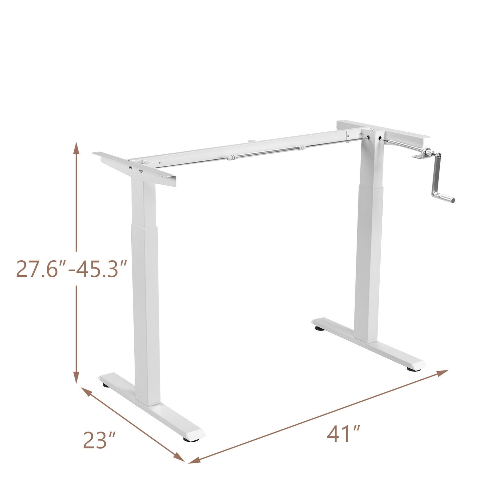 Gymax Height Adjustable Standing Base Hand Crank Sit to Stand Desk Frame White