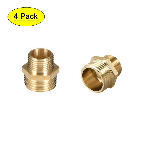 Pipe Fitting Reducing Hex Nipple 3/8" x 1/2" G Male Pipe Brass Fitting 4pcs