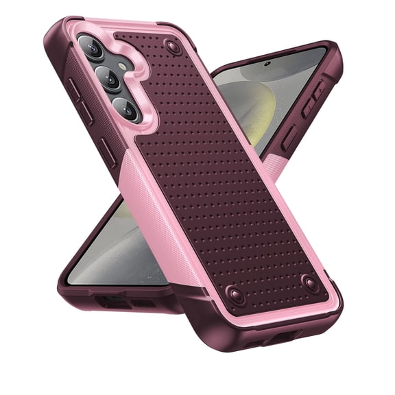 LeYi for Samsung S24 Plus Case, S 24 Plus Case, Shockproof Heavy Duty Dual Layer Protective Hard PC Textured Back Case Cover for Galaxy S24 Plus 5G, Pink