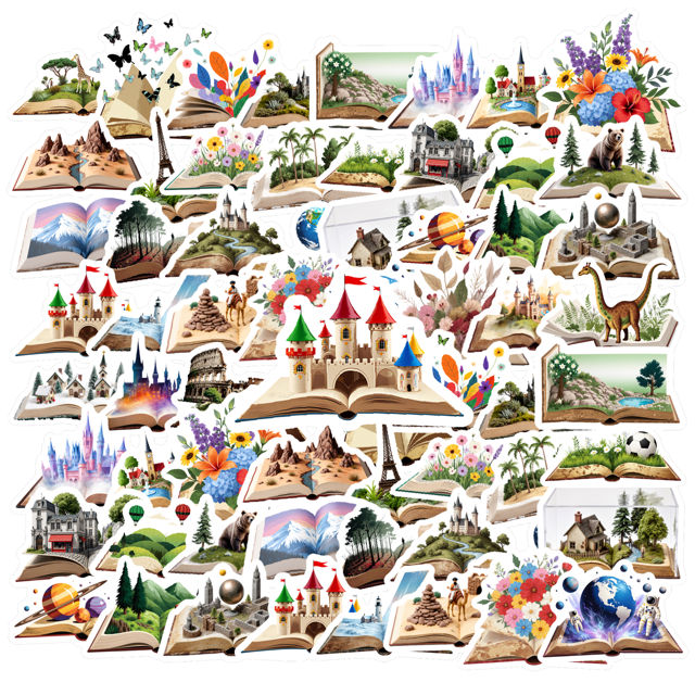 35pcs Scenic Stickers Nature Stickers Fantasy Stickers World Landmarks Stickers for Laptops Notebooks Suitcases