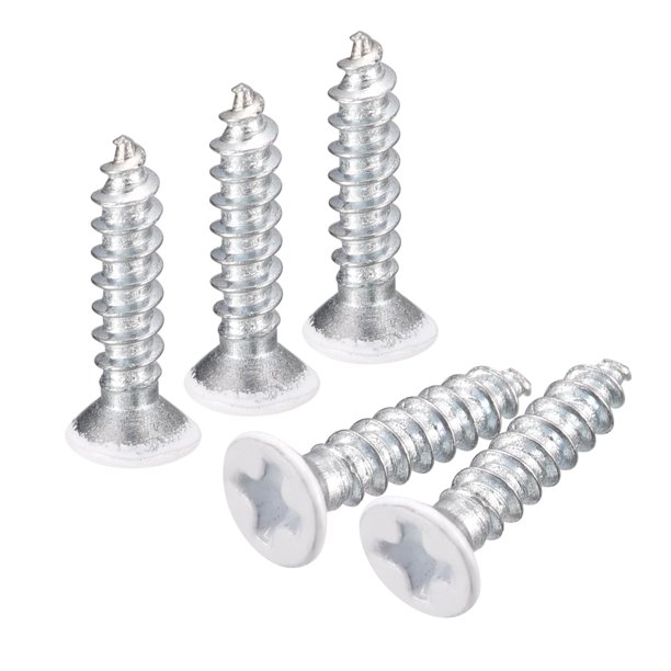 Tornillos blancos ST3x15mm, tornillos autorroscantes, paquete de 50, tornillos Phillips de cabeza plana para trabajos en madera
