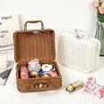 thumbnail image 3 of Caja de almacenamiento de regalo hecha a mano similar al ratán, caja de accesorios, caja organizadora, cesta de picnic, maleta, caja tejida vintage, 3 of 6