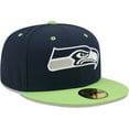 thumbnail image 3 of Men's New Era  Navy/Neon Green Seattle Seahawks Flipside 2Tone 59FIFTY Fitted Hat, 3 of 5