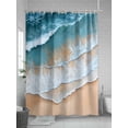 thumbnail image 5 of Abstract Beach Wave Shower Curtain, Watercolor Blue Ocean Sand Waterproof Shower Curtain Set with 12 Hooks Lightweight Washable Fabric Shower Curtains for Bathroom 72x84 Inches, 5 of 6