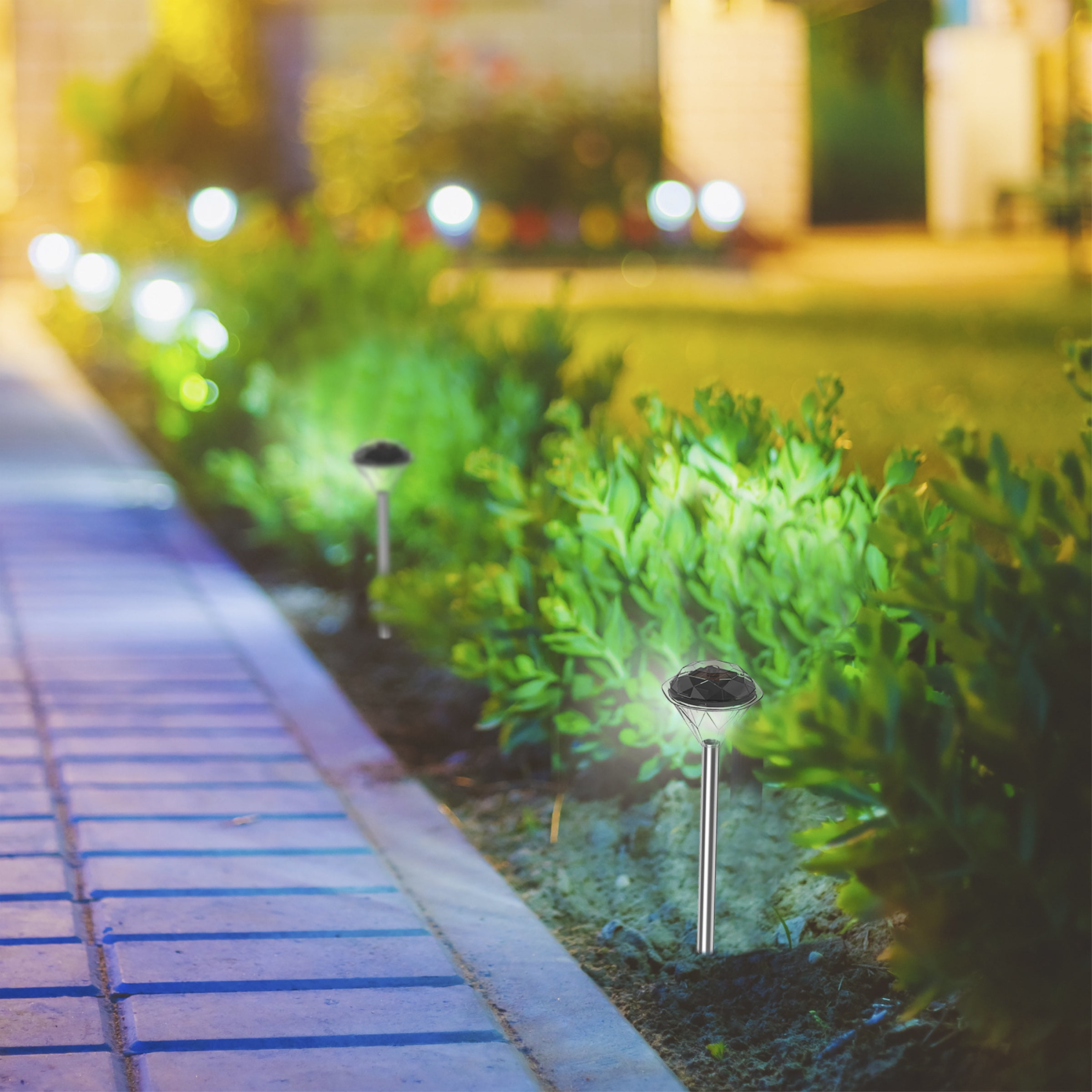 Pure Garden Solar Lights Outdoor Waterproof Garden Lights 24-Pack, Silver