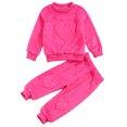 thumbnail image 1 of Xingqing 2PCS Toddler Infant Baby Kids Girls Flannel Solid Color Heart Pattern O-Neck T-Shirt Long Pants, 1 of 7