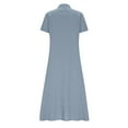 thumbnail image 6 of cocolona Summer Dresses for Women Button V Neck Short Sleeve Midi Dress Ruffle Flowy Sun Dress, 6 of 7