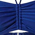 thumbnail image 3 of Swimear Women Halter Push Up Bikini Top Cheeky String Ruched Swimsuit Bathing Suit Padded Bandeau Top Plus Size S-5XL(Large, Blue), 3 of 4