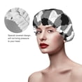 thumbnail image 4 of Balery White And Black Plaid Shower Caps, Double Layer Waterproof Shower Cap, Double Layers Reusable Shower Cap With Soft Comfortable For Long Thick Hair Soft Bath Shower Hair Caps, 4 of 9
