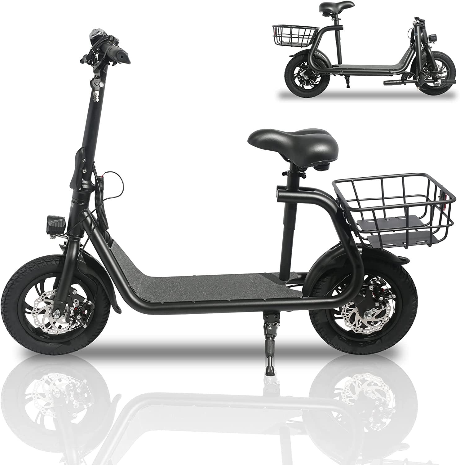 kreupel teksten antenne Dazone 450W 36V Folding Electric Scooters E-Scooter, 12 inches Tires Sports  Electric Scooter with Seat, Adult Electric Bike Ebike Biycle, Electric  Moped for Adult Commuter, Black - Walmart.com