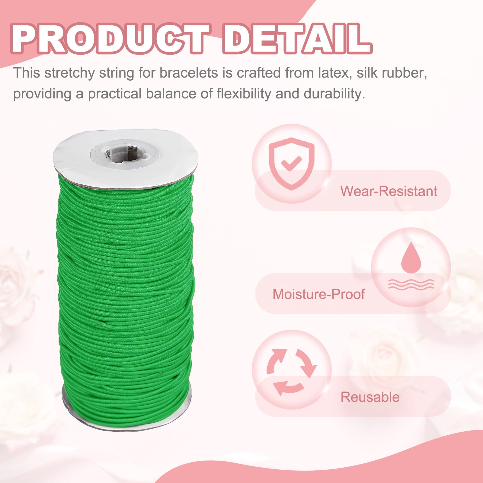 Uxcell Stretchy String for Bracelets, Elastic Crystal Thread Stretch Elastic Beading Cord 2mm & Green-Fitting For(Bracelets/Sewing/Beading/Necklace/Jewelry Making/Crafts DIY)