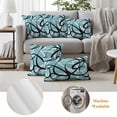 thumbnail image 6 of Aqua Geometric Outdoor Waterproof Pillow Covers, Modern Black White Striped Abstract Lines Decorative Square Throw Pillowcase Sofa Cushion Sham for Patio/Couch/Chair, 16"x16" 2 Pack, 6 of 8