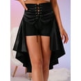 thumbnail image 5 of YiZYiF Womens Gothic Medieval Steampunk Satiny Pirate Skirt Lace-up Tiered Ruffled High Low Skirts Black 3XL, 5 of 7