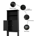 thumbnail image 5 of Walsunny Over the Toilet Storage Cabinets Wood Bathroom Organizer Shelf Rack Space Saver with 2 Doors 4 Shelves Anti-Tip Device Black, 5 of 7