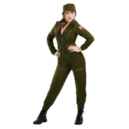 Plus Size Women's Army Flightsuit Costume