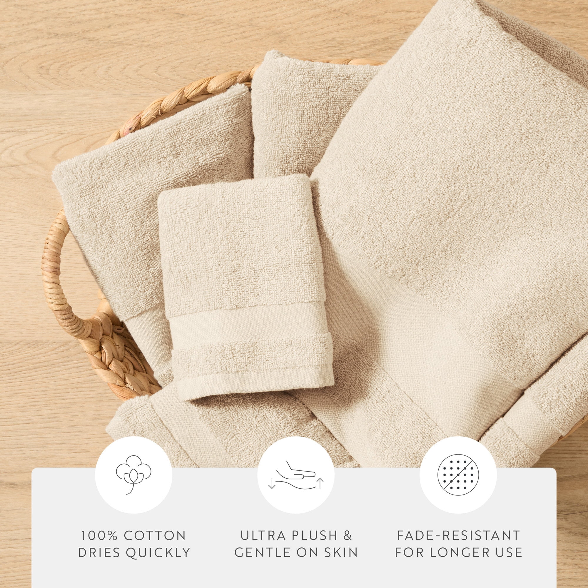 Noble Linens 4 pack Essential Cotton Bath Towels