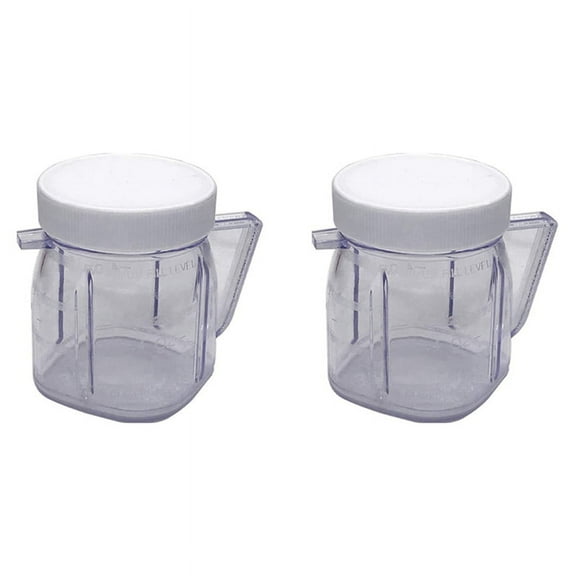 For Blender Replacement Parts, 4937 Mini Osterizer Blender Jar Accessory, Cup Mini Plastic Jars with Lids (2 Pack)