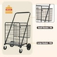 thumbnail image 4 of Leumius Foldable Shopping Cart,Large Shopping Cart Folding Grocery Cart with Double Basket and 360° Rolling Swivel Wheels for Halloween,Shopping,Laundry,Travel,Antique Black, 4 of 7