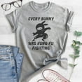 thumbnail image 2 of Every Bunny Was Fung Fu Fighting Shirt, Unisex Women's Men's Shirt, Easter Rabbit Bunny Shirt, Ninja Shirt, Heather Gray, Large, 2 of 6