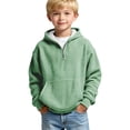 thumbnail image 2 of Nwiuh Boys Quarter Zip Hoodies - Waffle Knit Kids Long Sleeve Hooded Sweatshirts Teens Pullover Tops Clothes (Green, 3-4 Years), 2 of 8