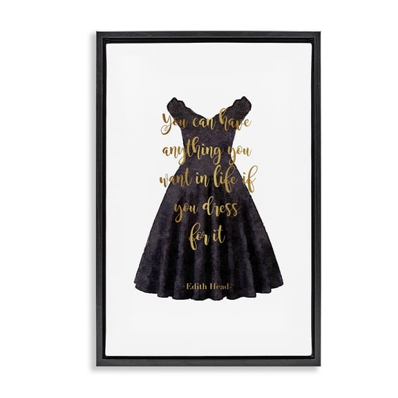 Stupell Industries Art Deco Dress The Part Fashion Quote Black Floating Frame Canvas Art, 17 x 25, by Amanda Greenwood