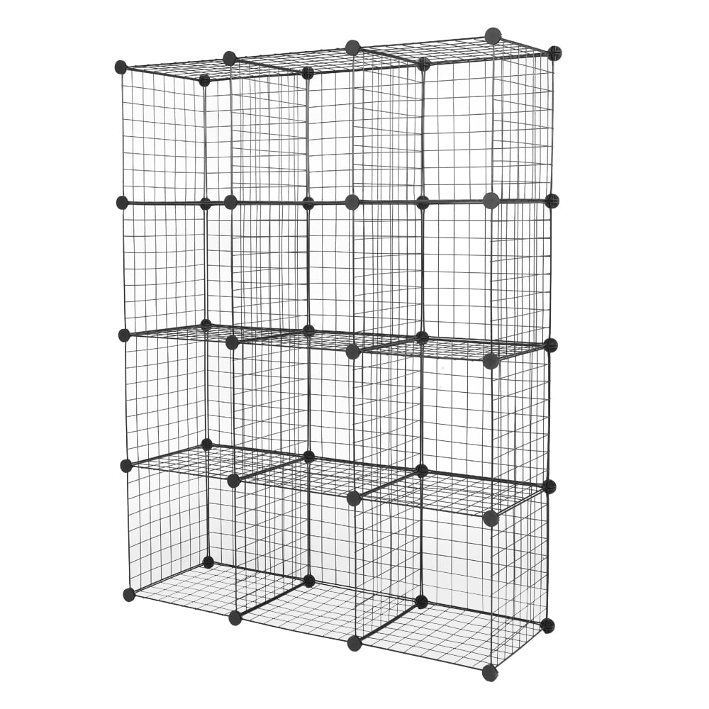 Lowestbest 12 Cube Metal Grid Storage, Storage Bin Shelves, Modular Bookshelves, Wall Cabinets Are Very Suitable for Living Room/Ofice, Black Lowestbest 12 Cube Metal Grid Storage, Storage Bin Shelves, Modular Bookshelves, Wall Cabinets Are Very Suitable for Living Room/Ofice, Black