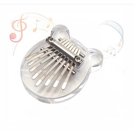 8 Key Mini Kalimba High Quality Exquisite Finger Thumb Piano Marimba Musical Good Accessory Pendant Gift White, Bear