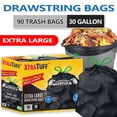 thumbnail image 4 of Xtratuff MegaFlex 30 Gallon Kitchen Drawstring Trash Bags – 90 Count, Black, Unscented, Heavy Duty with Leak & Tear Protection, 4 of 8