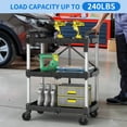 thumbnail image 4 of Dextrus 3-Tier Collapsible Utility Cart, 240 lbs Capacity, with 360° Swivel Wheels for Home, Garage, and Office, 4 of 5