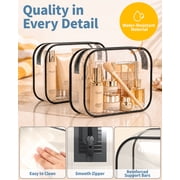 HOTOR Clear Toiletry Bag, TSA Approved, Waterproof Zippered Makeup & Toiletries Organizer, 6.0 x 8.8 x 2.2, 4-Pack