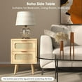 thumbnail image 4 of Rattan Nightstand Set of 2, Small Night Stand Bedside Table, Mid Century Modern Nightstand with 2 Drawer, Boho Natural Wood Side Table for Bedroom, Small Space, Light Oak, 4 of 7