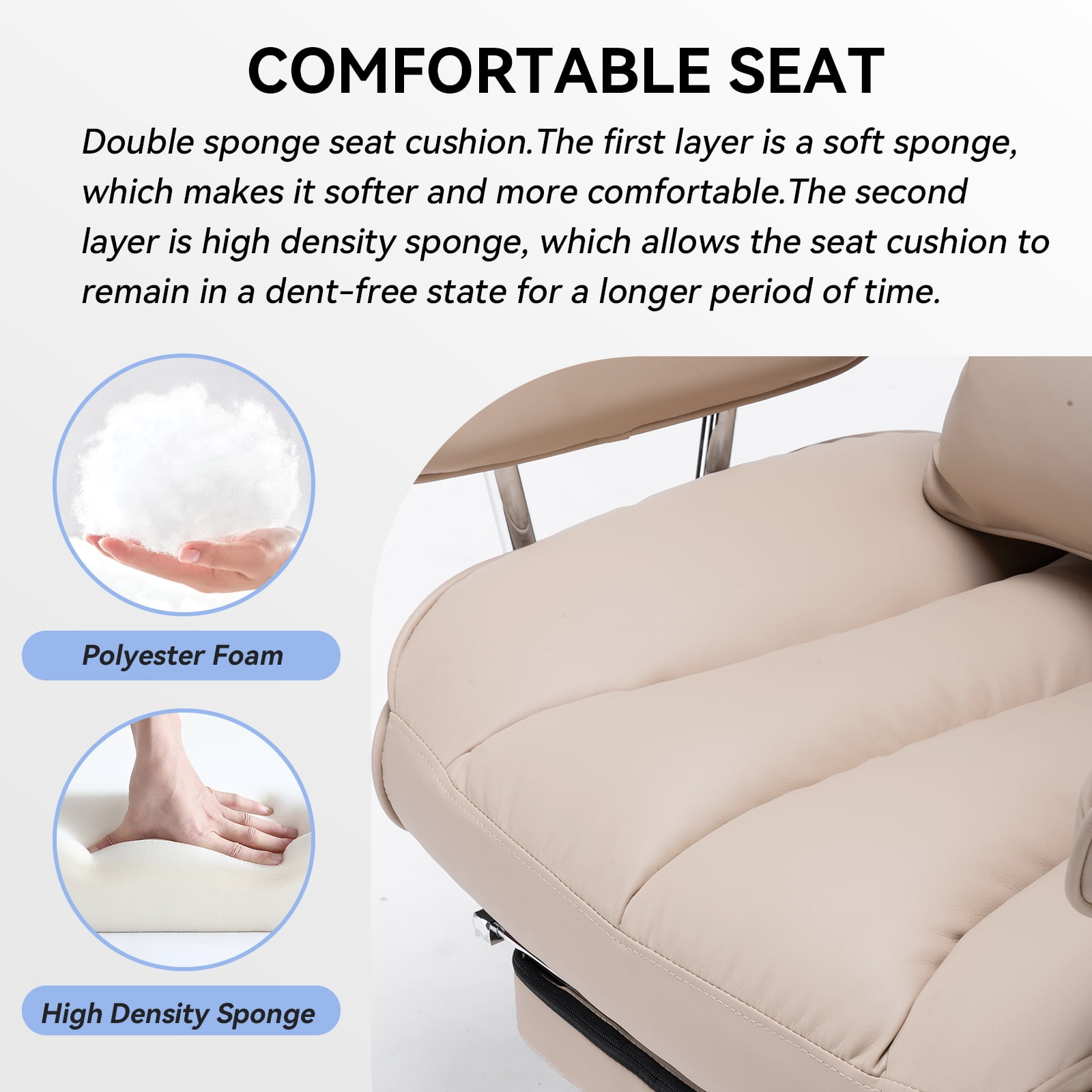 ATMILD 400 lbs Big and Tall Ergonomic PU Leather Office Chair with Footrest, Dark Beige