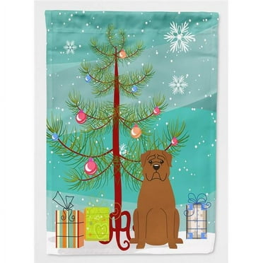 Carolines Treasures BB4198GF Merry Christmas Tree Dogue De Bourdeaux Flag Garden Size