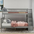 thumbnail image 2 of EUROCO Twin over Full Bunk Bed with Storage Shelves for Kids, Storage Staircase for Kids Teens Adults, Gray, 2 of 9