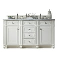 thumbnail image 2 of James Martin Furniture 157-V60D-CWH-4CAR Bristol 60 in. Double Vanity with 4 cm Carrara White Marble Top, Cottage White, 2 of 5