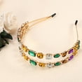 thumbnail image 5 of Unique Bargains Metal Colorful Glass Faux Crystal Hairband Rhinestone Headband Women Hairband Double Layer 5.51"x1.65", 5 of 6