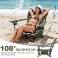 thumbnail image 4 of Coliware Folding Backpack Beach Chair, Army Green Compact Lightweight Camping Chair with Carry Bag Cup Holder, Outdoor Reclining Low-Profile Travel Chair for Adults, Heavy-Duty, 4 of 10