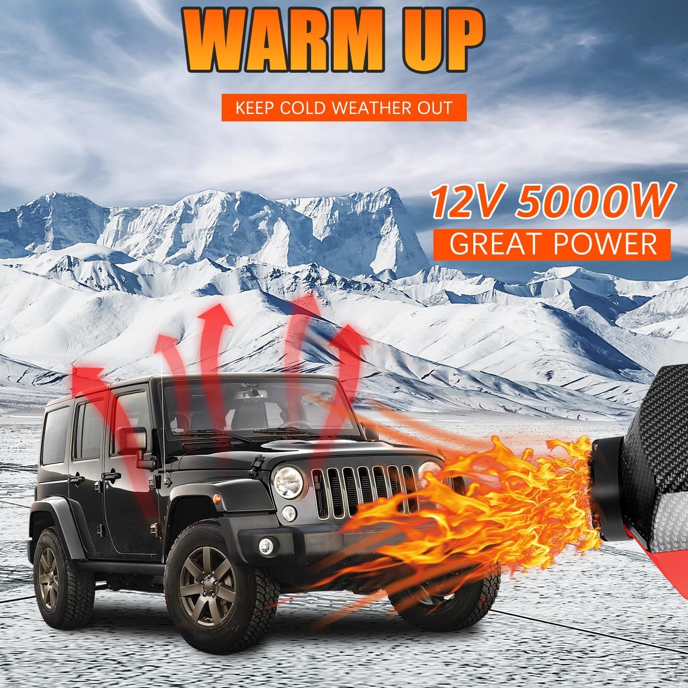 Jacgood 12V Diesel Air Heater,Digital Display 5KW for Car Trucks Motor-home Boat Bus Can(with LCD Monitor, Tank & Silencer),Black