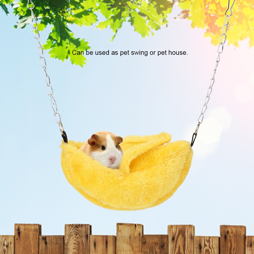M Buder Small Warm Plush Banana Shaped Pet Nest House for Hamster Hammock Bed, Yellow (4.7 in / 12 cm)