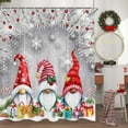 thumbnail image 1 of Winter Christmas Shower Curtain, Cute Red Xmas Gnomes Balls on Silver Grey Rustic Grey Wood Plank Shower Curtain, Farmhouse Holiday Fabric Shower Curtain for Bathroom with 12PCS Hooks,70X70, 1 of 5