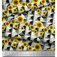 thumbnail image 3 of Soimoi Polyester Crepe Fabric Check,Dot & Sunflower Flower Printed Fabric 1 Yard 52 Inch Wide, 3 of 3