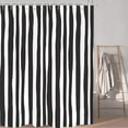 thumbnail image 3 of Black and White Shower Curtain, Striped Boho Minimalist Modern Waterproof Fabric Machine Washable for Bathroom Decor Bathtub with Hooks 72x72, 3 of 3