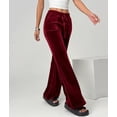 thumbnail image 6 of Velvet Pants Women Lounge Comfy Velour Flare Pants Casual Wide Leg High Waisted Drawstring with Pockets Wine Red XL, 6 of 8