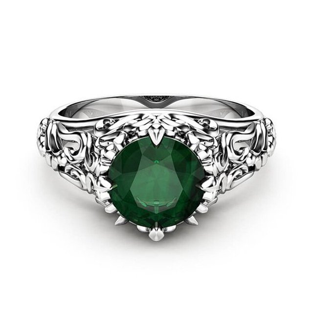 Anillos de circonia cúbica AAA para mujer, anillo de cristal verde de lujo para fiesta, compromiso, boda, regalo de joyería de plata, nueva moda