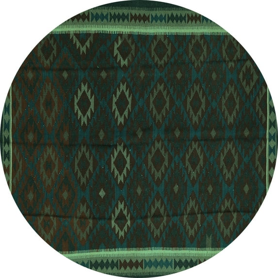 Ahgly Company Indoor Round Persian Turquoise Blue Traditional Area Rugs, 5' Round