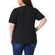 thumbnail image 3 of Blusas de verano de mujer plus size Agnes Orinda, con escote en V, mangas cortas y diseño hueco, talla 3X, color negro, 3 of 6