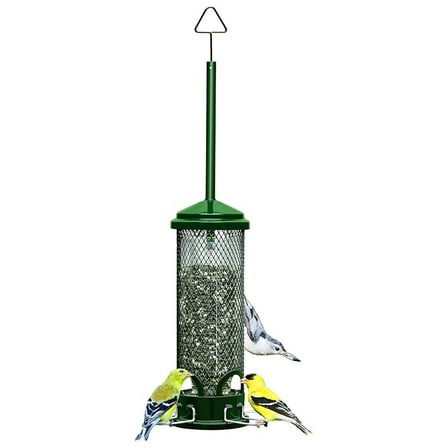 Squirrel Proof Bird Feeder - Mini Wild Bird Feeder with 4 Perches, 1lb Capacity, Chew-Proof, Garden Green