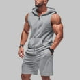 thumbnail image 2 of GERsome Mens 2 Piece Outfits Zip Up Sleeveless Tank Tops and Shorts Sets Summer Athletic Tracksuits Casual Hoodie Sports Gym Sets M-3XL, 2 of 8